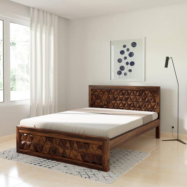 Rajgharana Solid Sheesham Wood Queen Size Bed Without Storage For Bedroom/ Living Room Solid Wood Queen Bed