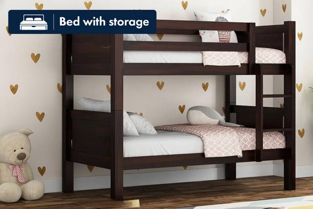 Deuba Sheesham Wood Swift Bunk Bed Without Storage For Kids/Adults room Solid Wood Single Bed, 101.6 cm x 182.88 cm (3.33 ft x 6.0 ft)