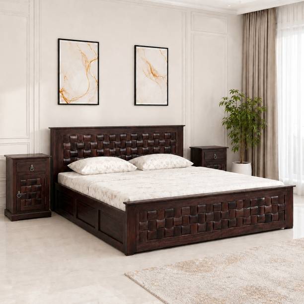 SONA ART & CRAFTS Niwar Sheesham Wood King Size Bed with Storage Box Solid Wood King Box Bed, 208 cm x 187 cm (6.82 ft x 6.14 ft)