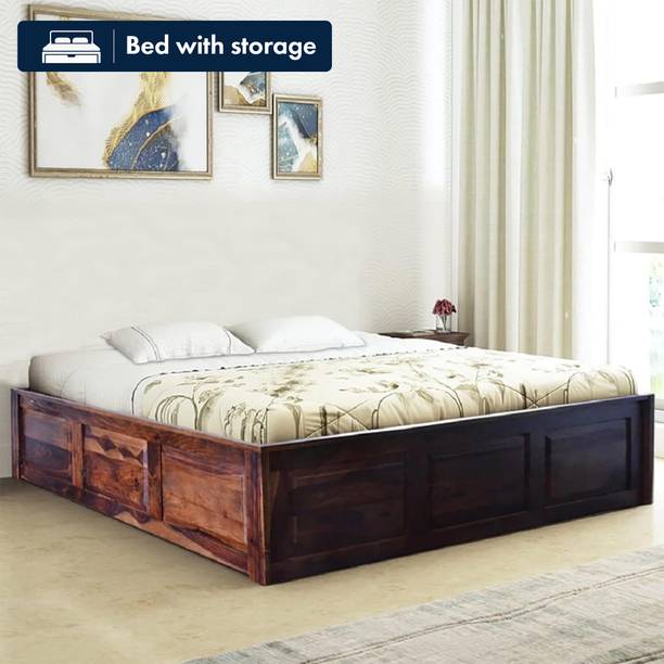 Meera Handicraft Meera Handicraft bed solid sheesham wood in King size Solid Wood King Box Bed, 205.74 cm x 187.96 cm (6.75 ft x 6.17 ft)