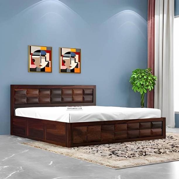 CLANECRAFT Solid Sheesham Wood King Size Bed Without Mattress For Bedroom/Hotel | Solid Wood King Box Bed