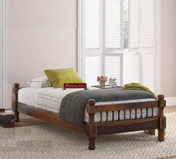 THE WOODEN CITY Solid Wood Single Bed