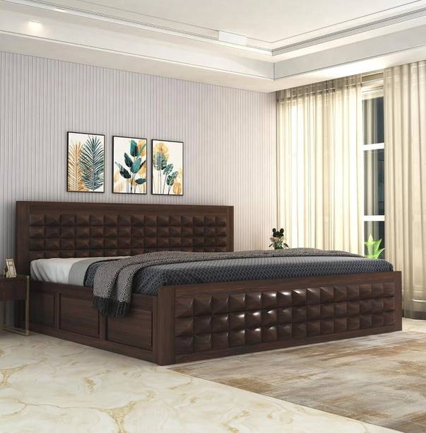 SONA ART & CRAFTS Diamond Sheesham Wood King Size Bed with Storage Box Solid Wood King Box Bed, 208 cm x 187.96 cm (6.82 ft x 6.17 ft)
