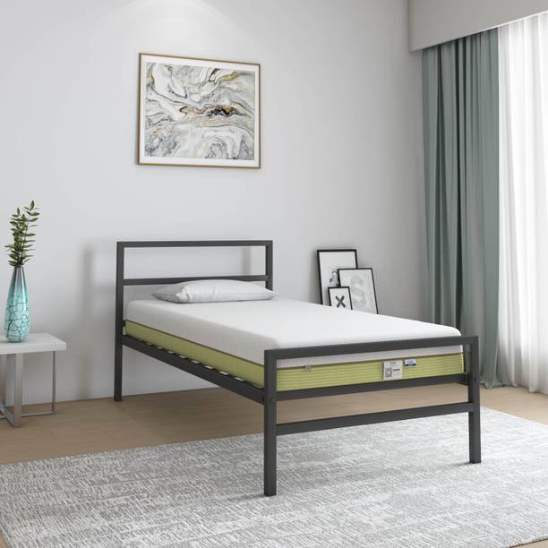 Nilkamal SLEEP Striker Metal Bed With Ecoair Latex Mattress Metal Single Bed, 199 cm x 98 cm (6.53 ft x 3.22 ft)