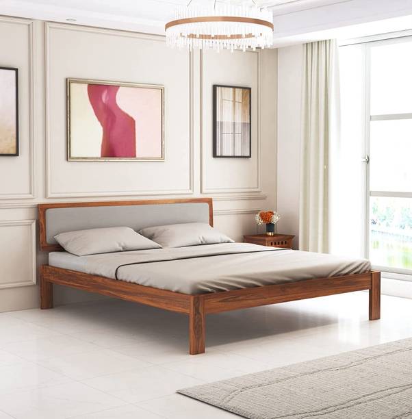 Ganpati Arts Sheesham Wood Without Storage Queen Size Bed for Bedroom Home/ 1 Year Warranty Solid Wood Queen Bed