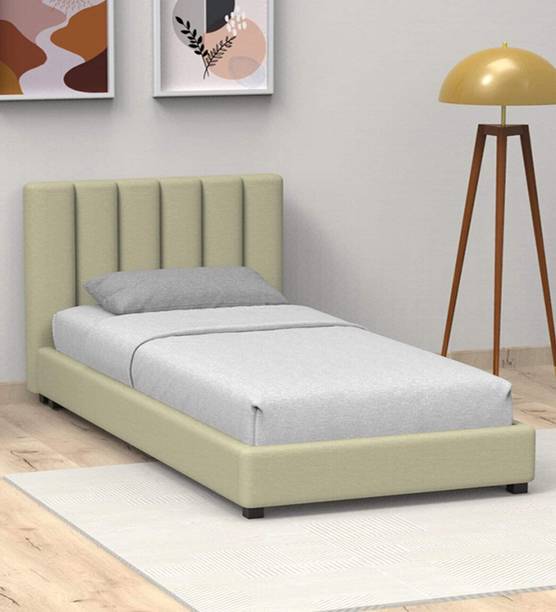 NATRAJ ART & CRAFT Single Size Bed with Upholstered High Headboard for Bedroom/ Hotel | Engineered Wood Single Bed