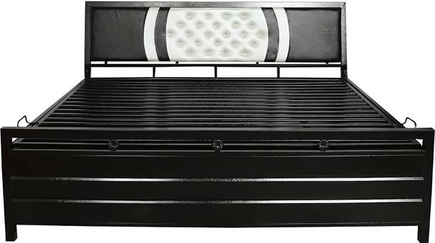 ModuTure Metal Bed with Storage, Powder Coating, Size 4x6 Ft, Metal Single Box Bed