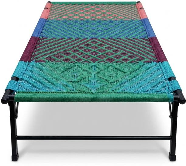 Shanti Art Foldable Metal Frame Charpai | Heavy Duty Portable Woven Cot Metal Single Bed, 182 cm x 91 cm (5.97 ft x 2.99 ft)
