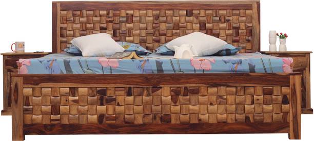 ROYAL FINISH Nivora King Size(72"x78") Without Storage,12-Month Warranty,Single Bedside Solid Wood King Bed