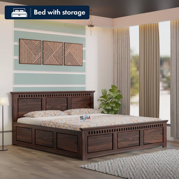 Shree Jeen Mata Enterprises EVO Edition Box Storage Bed/Sheesham Wood King Bed For Bedroom/Hotel/Living Room Solid Wood King Box Bed, 205.74 cm x 187.96 cm (6.75 ft x 6.17 ft)