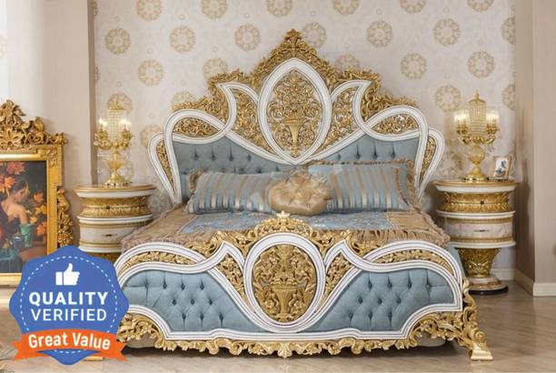 royal wood Teak Wood King Size Bed Upholstered Headboard For Bedroom Hotel Kids Room Solid Wood King Box Bed