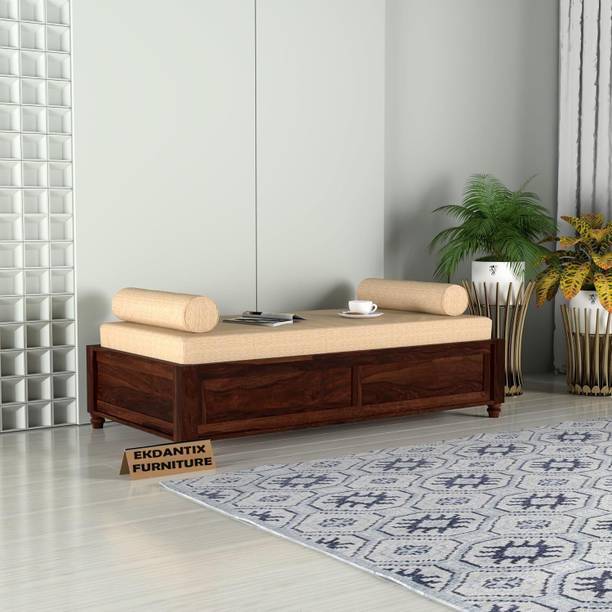 Ekdantix Furniture Solid Sheesham Wood Diwan Bed With Storage for Living Room Without Mattress Solid Wood Single Box Bed, 179 cm x 97 cm (5.87 ft x 3.18 ft)