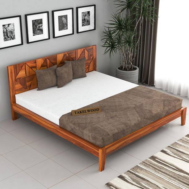 TAKELWOOD BRAVO Sheesham Wood King Size Bed With Headboard For Bedroom/ Kids Room || Solid Wood King Bed
