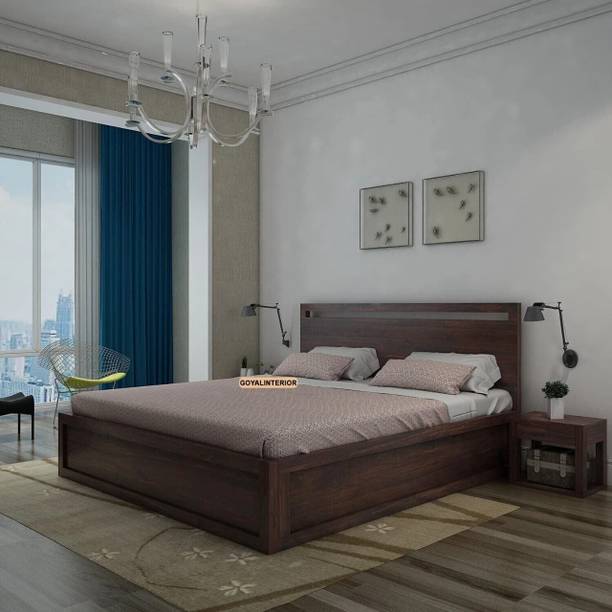 GOYALINTERIOR Sheesham Wood King Bed/Wooden Cot/Wooden Bed With Box Storage For Home Solid Wood King Box Bed, 204.47 cm x 189.23 cm (6.71 ft x 6.21 ft)