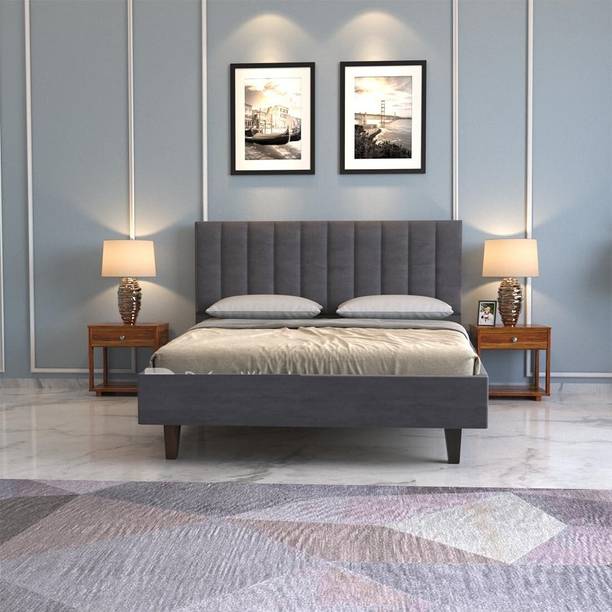 DMKDecor Low Height King Size Bed Without Storage | Wooden Double Bed | Solid Wood King Bed, 208 cm x 187 cm (6.82 ft x 6.14 ft)