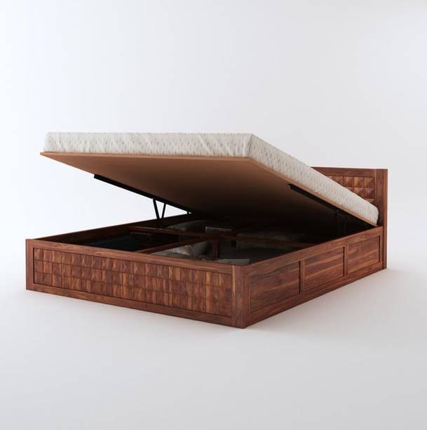 SUNCROWN Sleepluxe Solid Wood King Hydraulic Bed, 224 cm x 188 cm (7.35 ft x 6.17 ft)