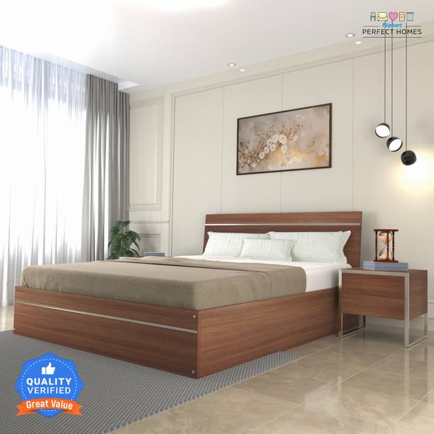 Flipkart Perfect Homes Birmingham Engineered Wood King Bed, 2131 mm x 187 cm (69.91 ft x 6.14 ft)