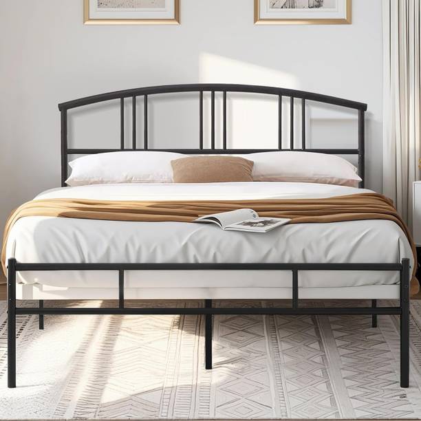 ADORN MART Metal Platform Bed with Headboard and Footboard, Heavy Duty Mattress. Metal King Bed