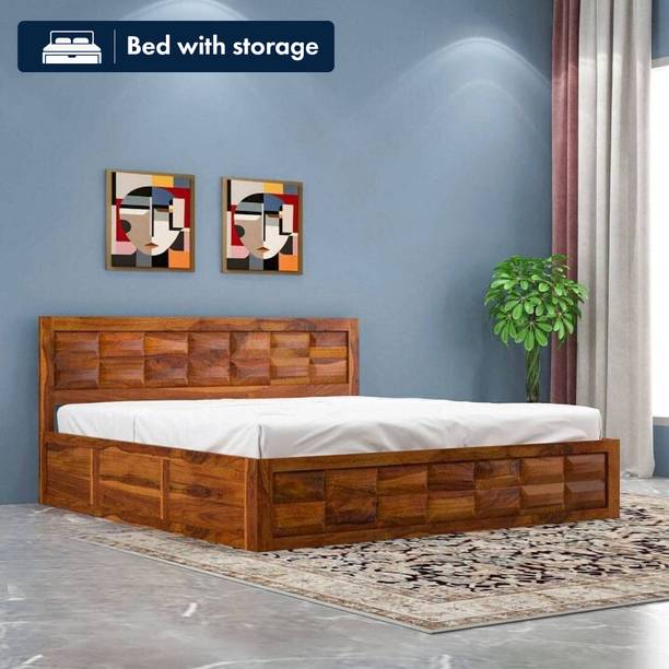 Vinod Furniture Solid Sheesham Wood King Size Bed With Storage And Without Mattress For Bedroom. Solid Wood King Box Bed, 205 cm x 188 cm (6.73 ft x 6.17 ft)