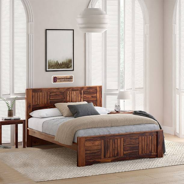 Gouravgenic Handicraft Rosewood ( Sheesham ) Solid Wood King Bed, 208.28 cm x 195.58 cm (6.83 ft x 6.42 ft)
