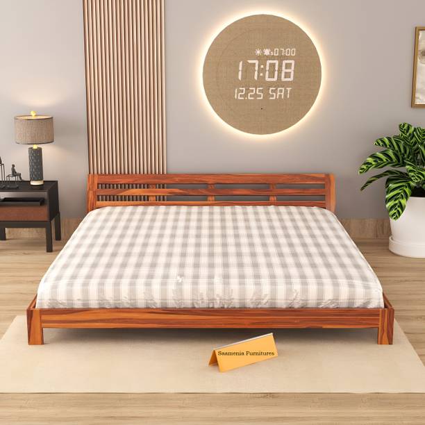 saamenia furnitures Solid Sheesham Wood Double Bed Without Storage for Living Room / Bedroom / hotel Solid Wood Double Bed