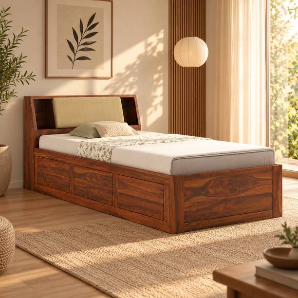 Ganpati Arts Mayor Sheesham Wood Bed/Cot With Box Storage | Solid Wood Single Box Bed, 223 cm x 98 cm (7.32 ft x 3.22 ft)