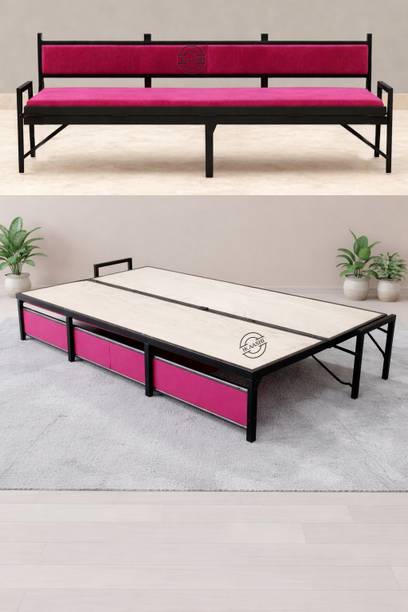 HKAASHI BED CUM SOFA OF METAL FRAME Metal Double Bed, 183 cm x 120 cm (6.0 ft x 3.94 ft)