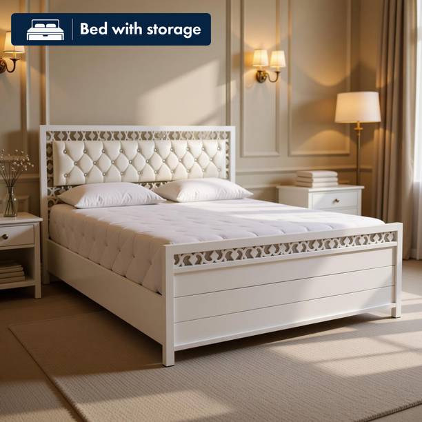 SoftSoul FURNITURE Metal Queen Hydraulic Bed, 190 cm x 152 cm (6.23 ft x 4.99 ft)