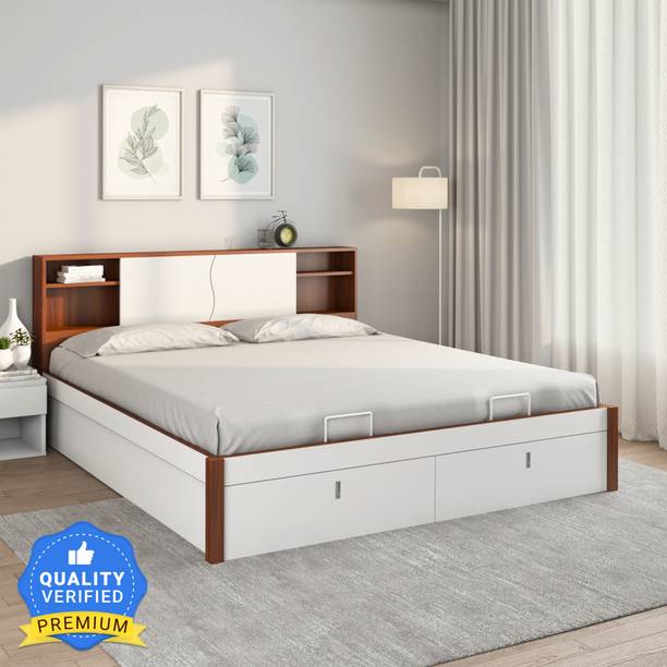 Nilkamal Malcom Premier Storage Bed | Headboard Storage | 1 Year Warranty Engineered Wood Queen Hydraulic Bed