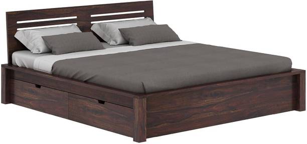 WOODENJOY Sheesham Wood Queen Bed With Drawers Storage/Wooden Queen Bed With Storage Solid Wood Queen Drawer Bed