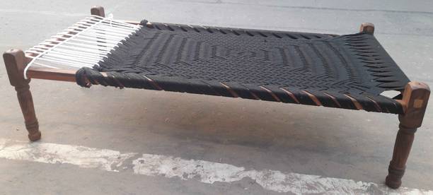 YahiTohChahiye EIPL KHAAT 6.25 x 3.25Ft x 21 in. SILK NP UNICLR BLACK Solid Wood Double Bed