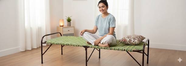 BUYMORE PORTABLE BED 3X6 Metal Single Bed, 182 cm x 76 cm (5.97 ft x 2.49 ft)