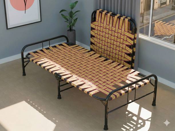 Lampoc Metal Cot Khat for Sleeping Portable Single Folding Bed Space Saving Single Bed Metal Single Bed, 180 cm x 90 cm (5.91 ft x 2.95 ft)