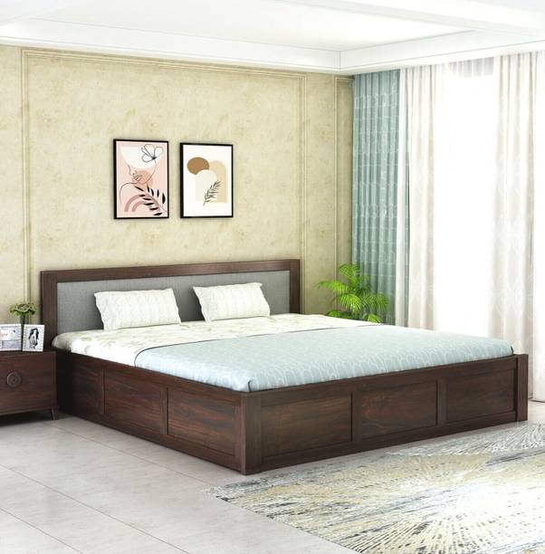 SAVITRIDECOR Sheesham Wood Bed For Bedroom/Wooden Cot/Palaung/Bed With Box Storage For Home Solid Wood Queen Box Bed