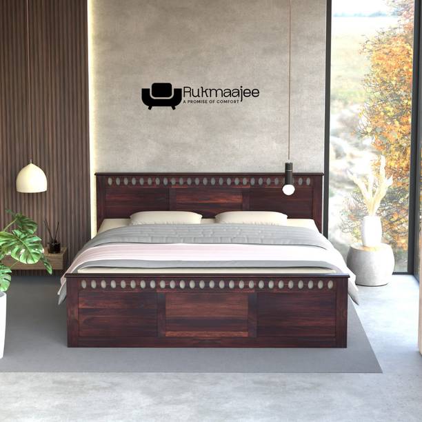 Rukmaajee Walnut Series Solid Wood Queen Bed