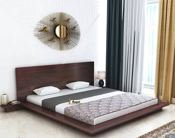 Ganpati Arts Sheesham Wood King Bed/Wooden Cot/Wooden Without Storage Bed For Bedroom/Hotel Solid Wood King Bed, 223.52 cm x 213.36 cm (7.33 ft x 7.0 ft)