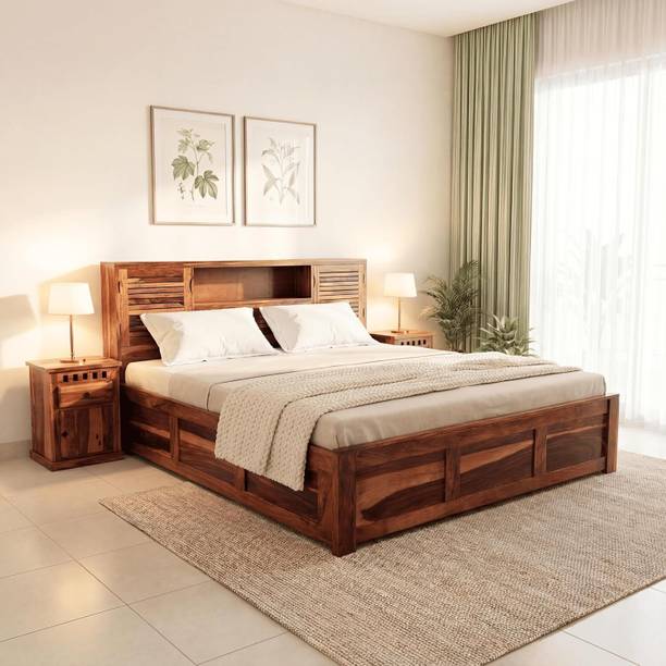 SONA ART & CRAFTS Urban Sheesham Wood King Size Bed with Storage Box Solid Wood King Box Bed, 220 cm x 187 cm (7.22 ft x 6.14 ft)