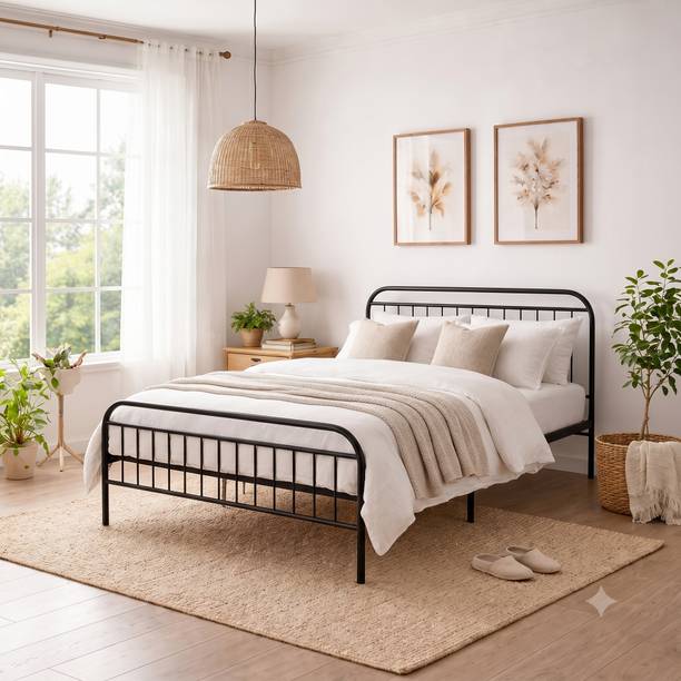 Flipkart Perfect Homes Velor Metal King Bed, 192 cm x 152 cm (6.3 ft x 4.99 ft)