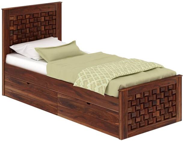 WOODENJOY Sheesham Wood Bed/Cot For Bedroom/Wooden Palaung With 2 Drawer Storage For Home Solid Wood Single Drawer Bed