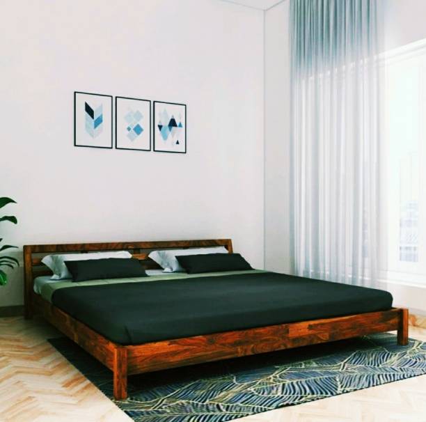 woodcraft Solid Wood Queen Size Wooden Double Bed Without Storage For Bedroom Home Hotels Solid Wood Queen Bed
