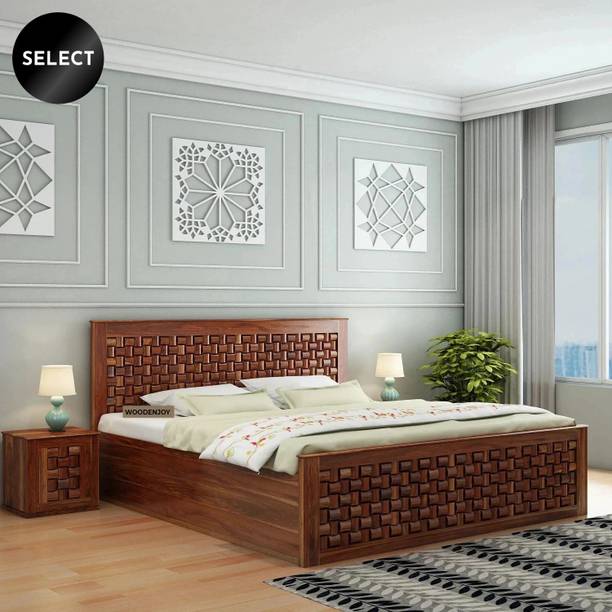 WOODENJOY Sheesham Wood Bed/Wooden King Bed/Wooden Bed/Cot With Box Storage For Home Solid Wood King Box Bed