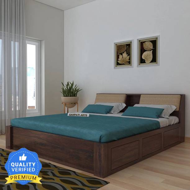 Ganpati Arts Sheesham Wood Mayor Bed For Bedroom/Wooden Cot/Bed With Box Storage For Home Solid Wood Queen Box Bed