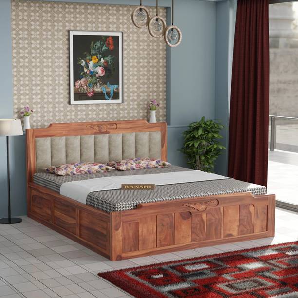 Banshi Solid Wood Queen Size Bed with Storage | Wooden Platform Bed for Bedroom Solid Wood Queen Box Bed