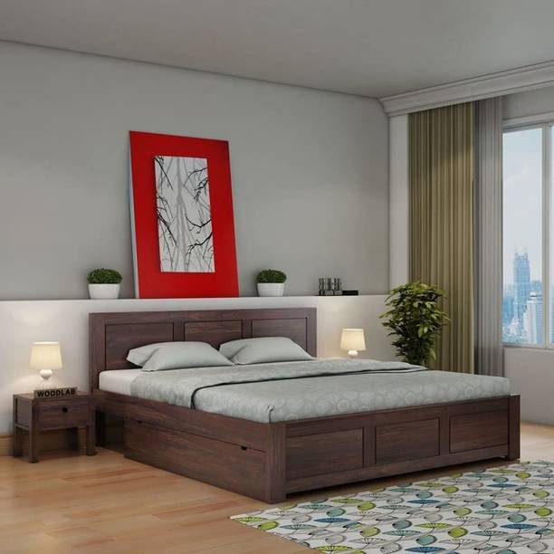 WOODENJOY Sheesham Wood King Bed With Drawers Storage/Wooden Bed With Storage For Home Solid Wood King Drawer Bed