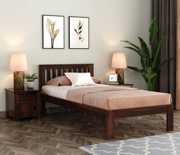 BHWOOD Wooden sheesham wood single size bed for kids Solid Wood Single Bed
