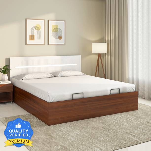 Nilkamal Capsule Prime with 3/4 Hydraulic Storage | Lighted Headboard | 1 Year Warranty Engineered Wood Queen Hydraulic Bed