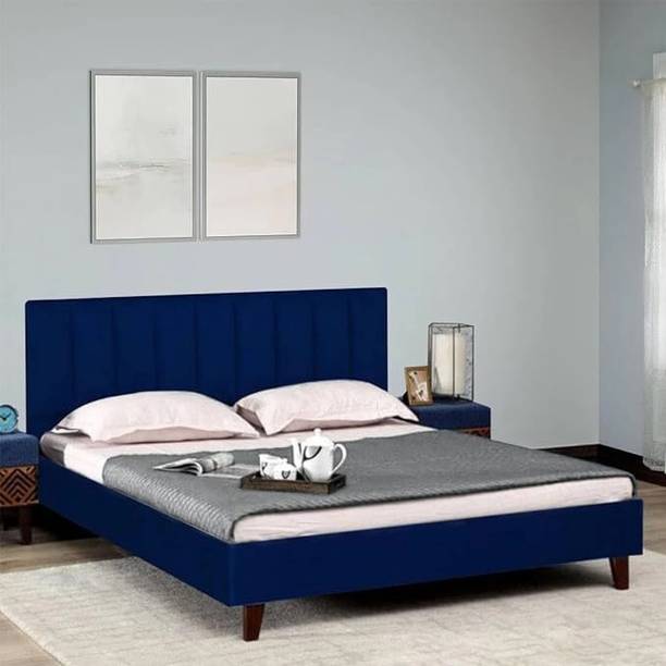 Worldwood Fabric Upholstered Queen Size Bed with Headboard for Bedroom/Kids Room/Hotel Engineered Wood Queen Bed