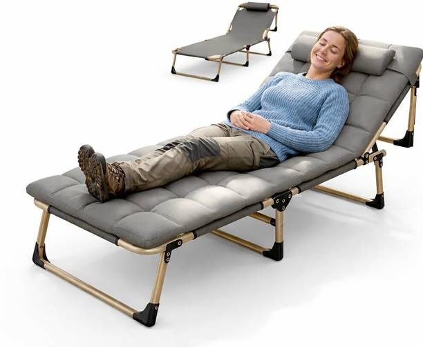 Litenyx Folding Single Bed for Sleeping with Soft Cushion for Adults Metal Single NA Bed, 188 cm x 67 cm (6.17 ft x 2.2 ft)