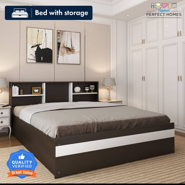 Flipkart Perfect Homes Opus Engineered Wood Queen Box Bed, 213 cm x 162.3 cm (6.99 ft x 5.32 ft)