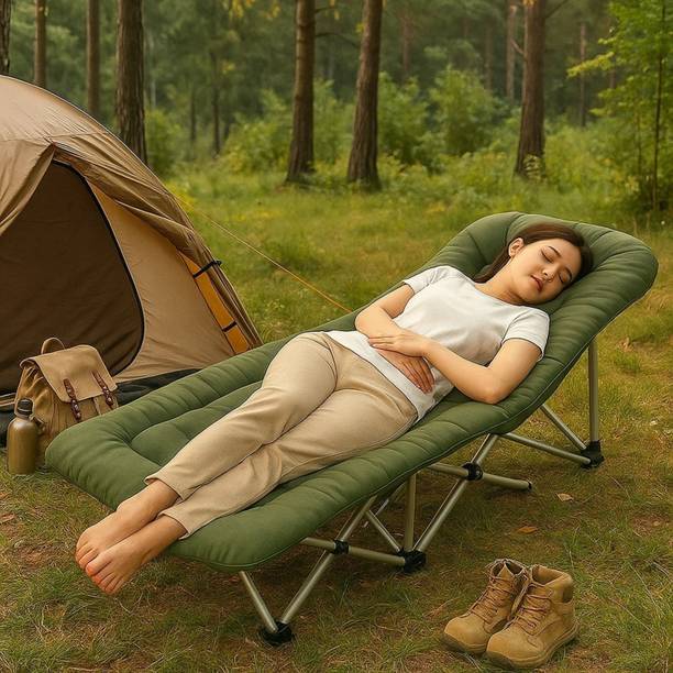 CAREOPETA Metal Folding Bed Single | Foldable Portable Bed for Guests Adults Home Metal Single NA Bed, 67 cm x 300 cm (2.2 ft x 9.84 ft)